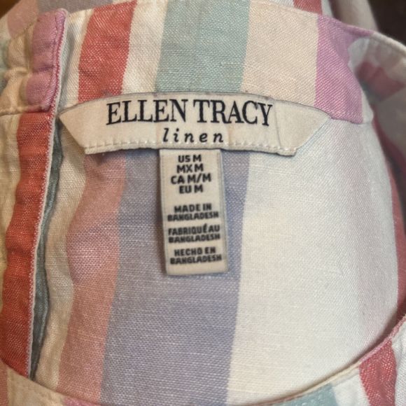 Ellen Tracy Linen Tank Summer Stripes Women’s Medium - Beautiful! - Picture 5 of 5